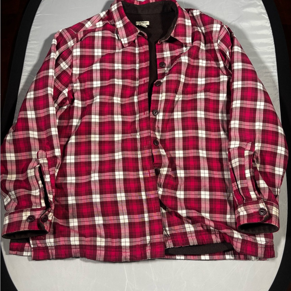 L.L. Bean Pink Plaid Fleece-Lined Shirt
